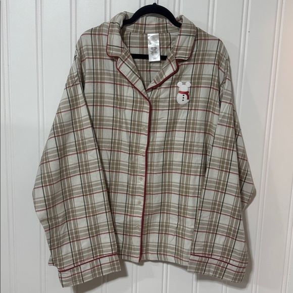 NWT Disney Flannel Plaid Pajama Set Mickey Mouse Snowman size 3x - Picture 3 of 14